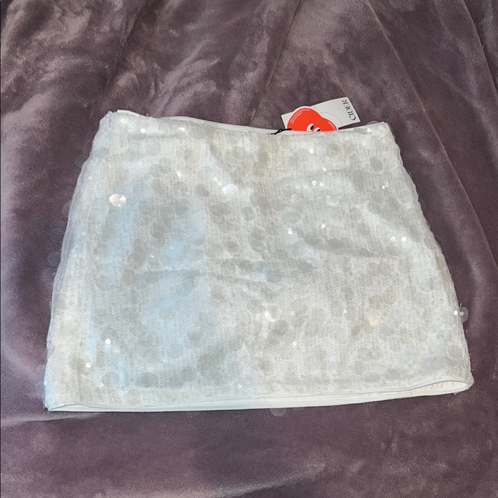 Sequin White Mini Skirt